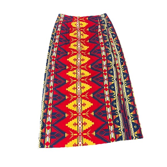 Ruff Hewn Geometric Print Cotton Button Wrap Skirt Set Buffalo Nickel  Sz 8/M - Picture 1 of 16